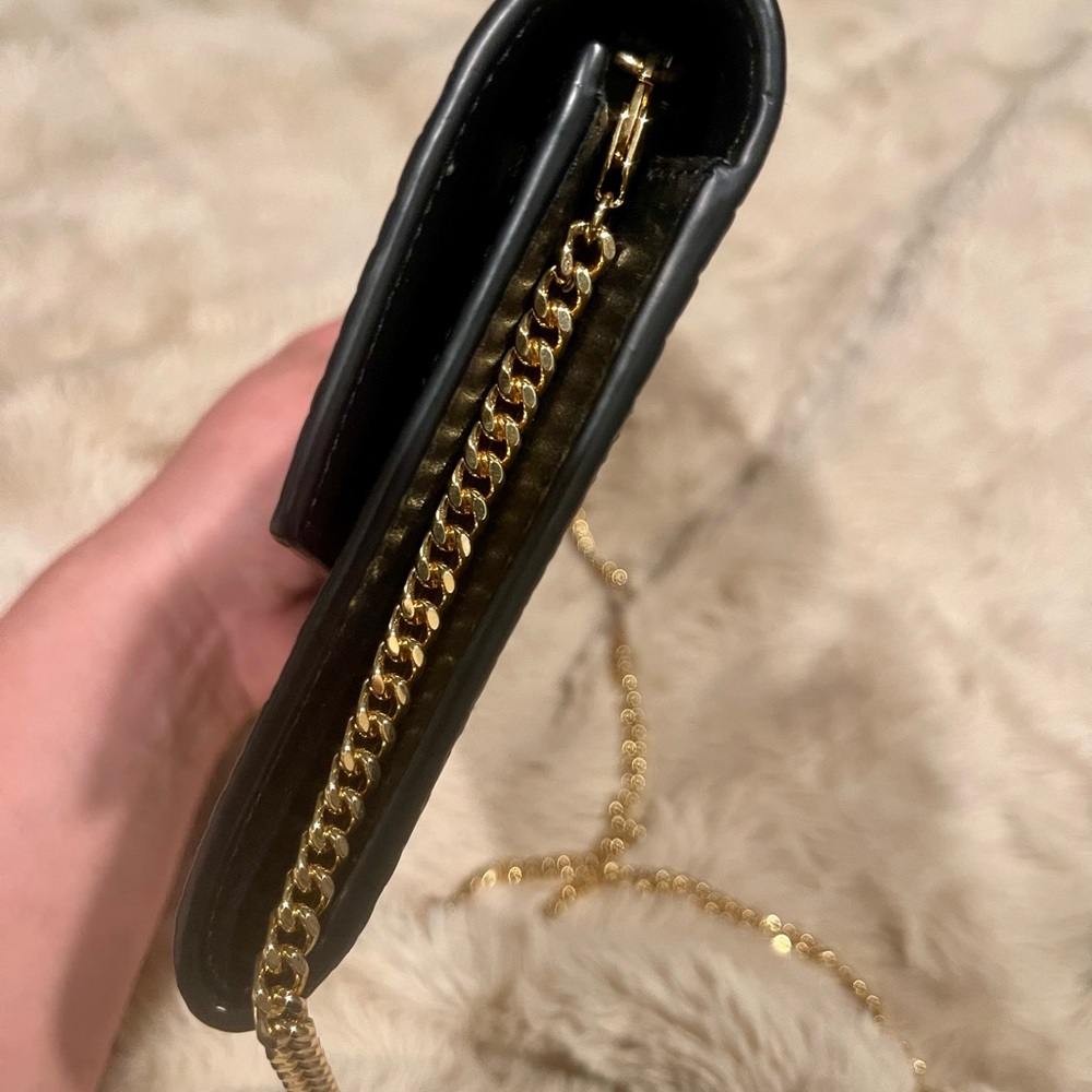 YSL Uptown Croc Embossed Leather Chain Wallet - Picture 4 of 8